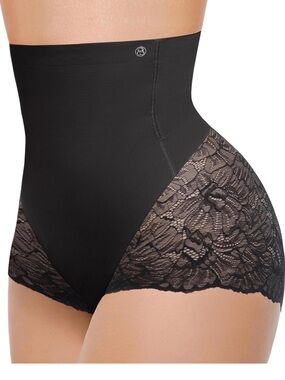 SHAPELLX Seamless High-Waist Lace Shaping Briefs - Black NEW XLARGE